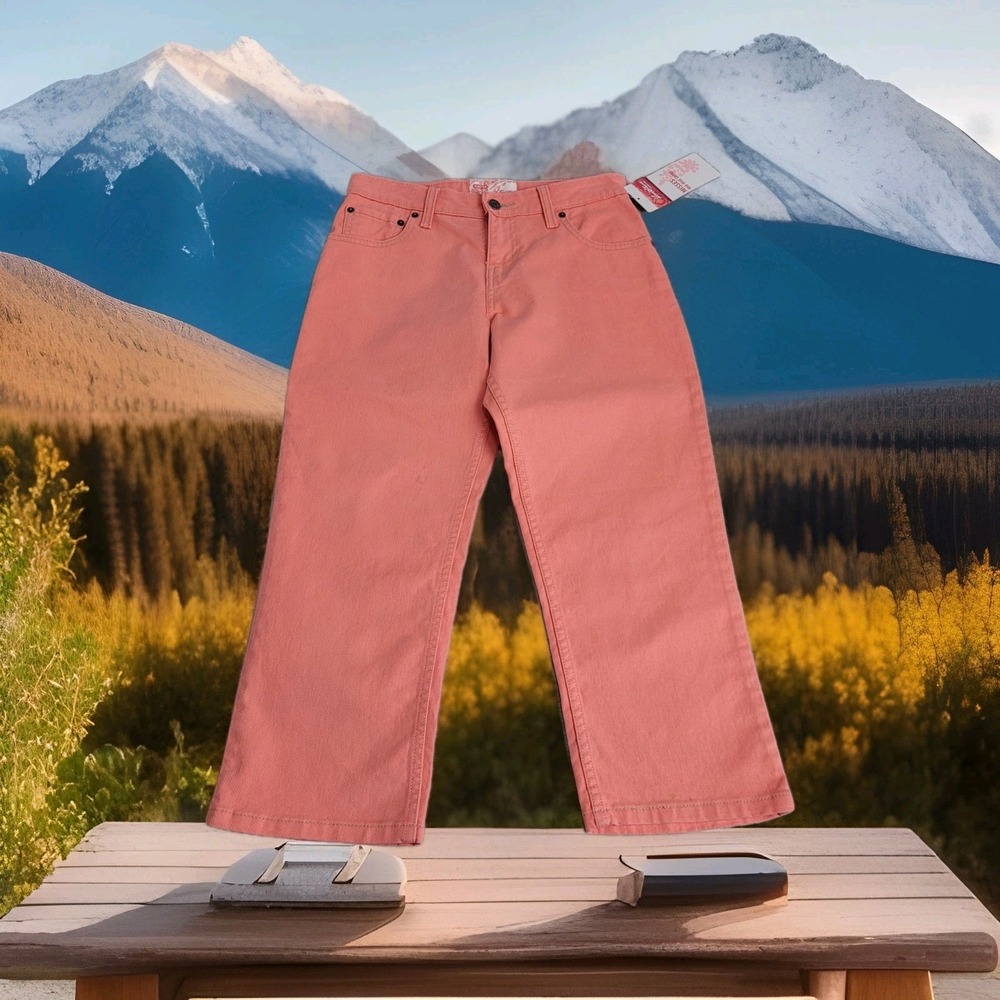 Levi Strauss Signature‎ Mid Rise Capri Jeans Misses Size 4 Orange Sherbet NWT